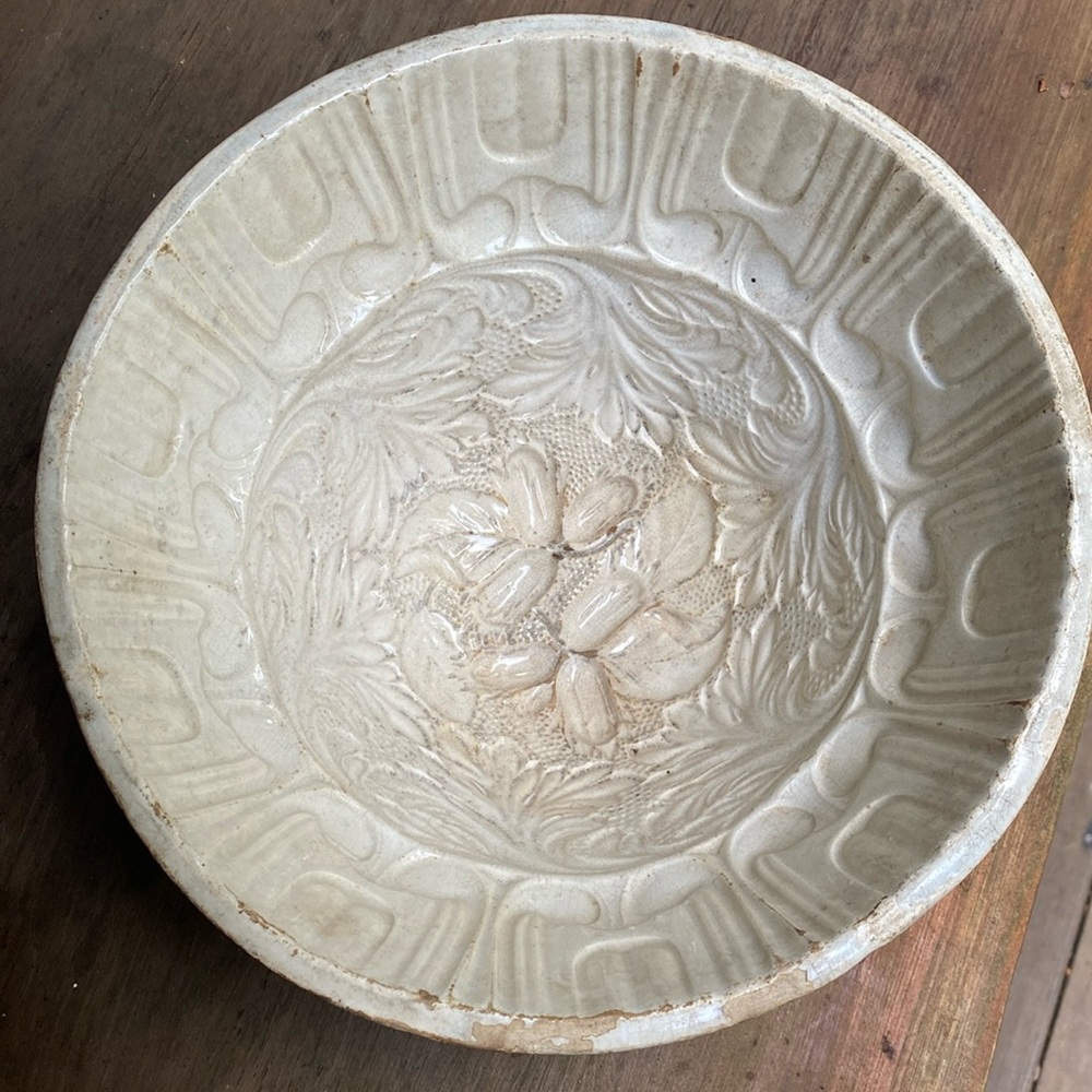 Large antique Italian pudding bowl.